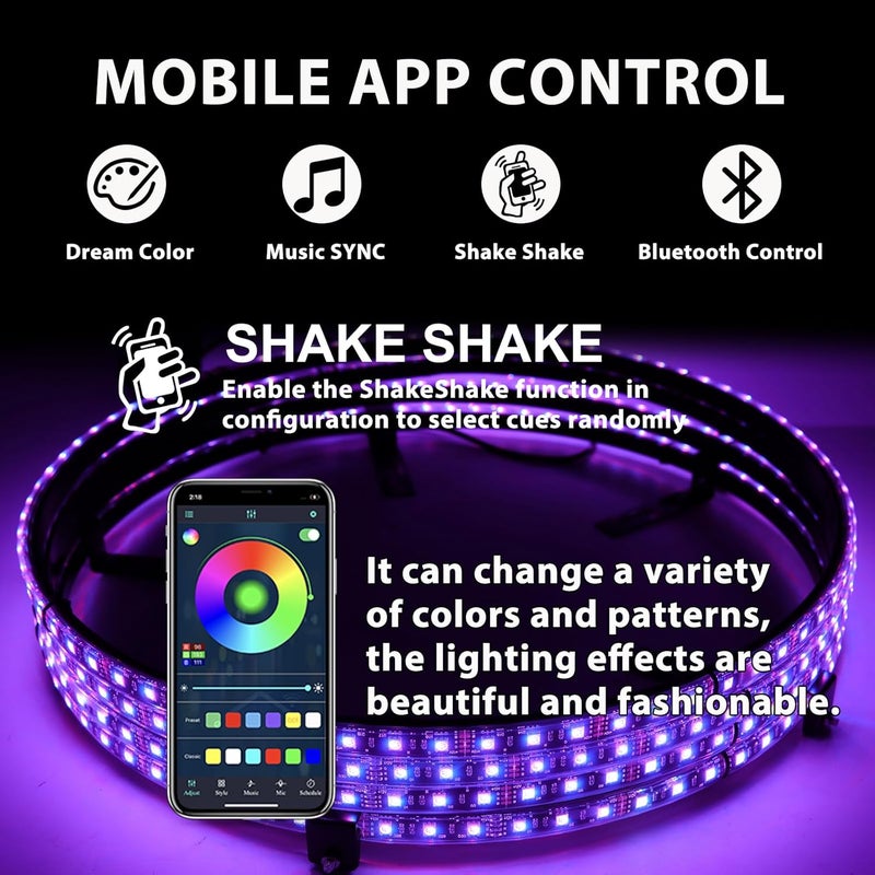 DEERMOTO 4PCS 15.5inch RGB LED Wheel Rim Lights with Bluetooth and Remote Control,Wheel Ring Light Kits with Turn Signal and Braking Function Tire Lights for Pickup Truck SUV Car (15.5inch) - Image 4
